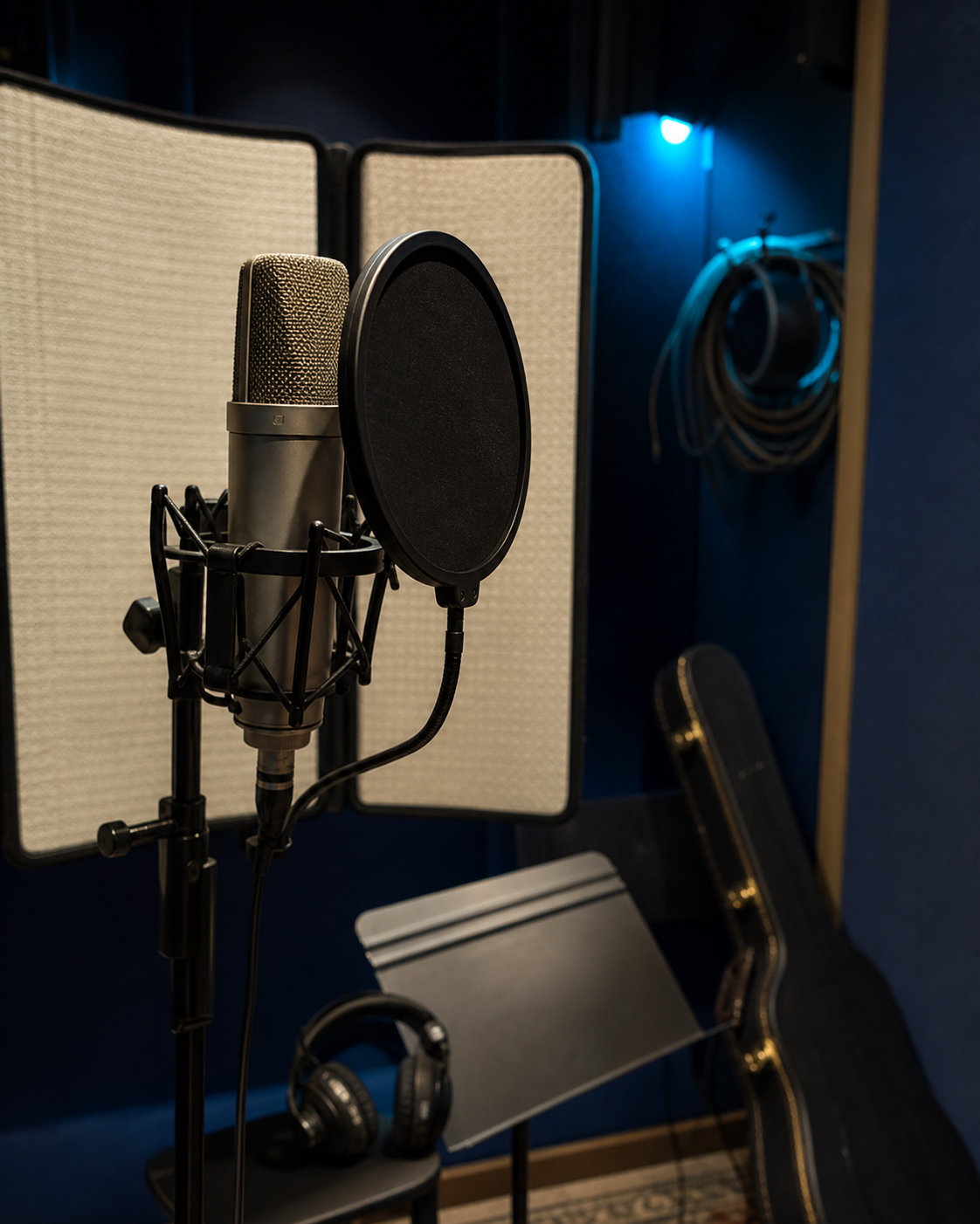 Microphone de studio illustré pour une prise de son musicale